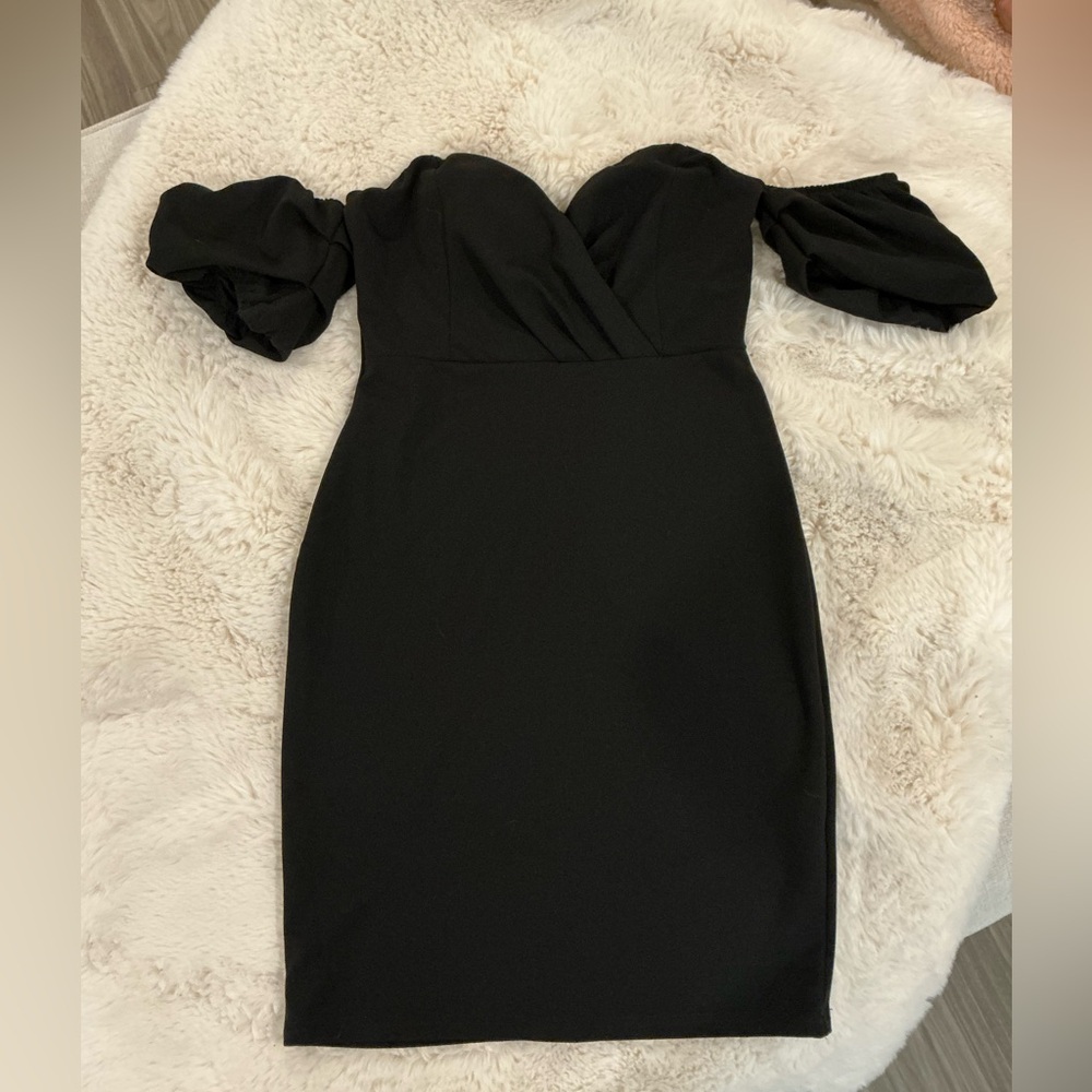 Fashion Nova Elegant Black Off-Shoulder Dress